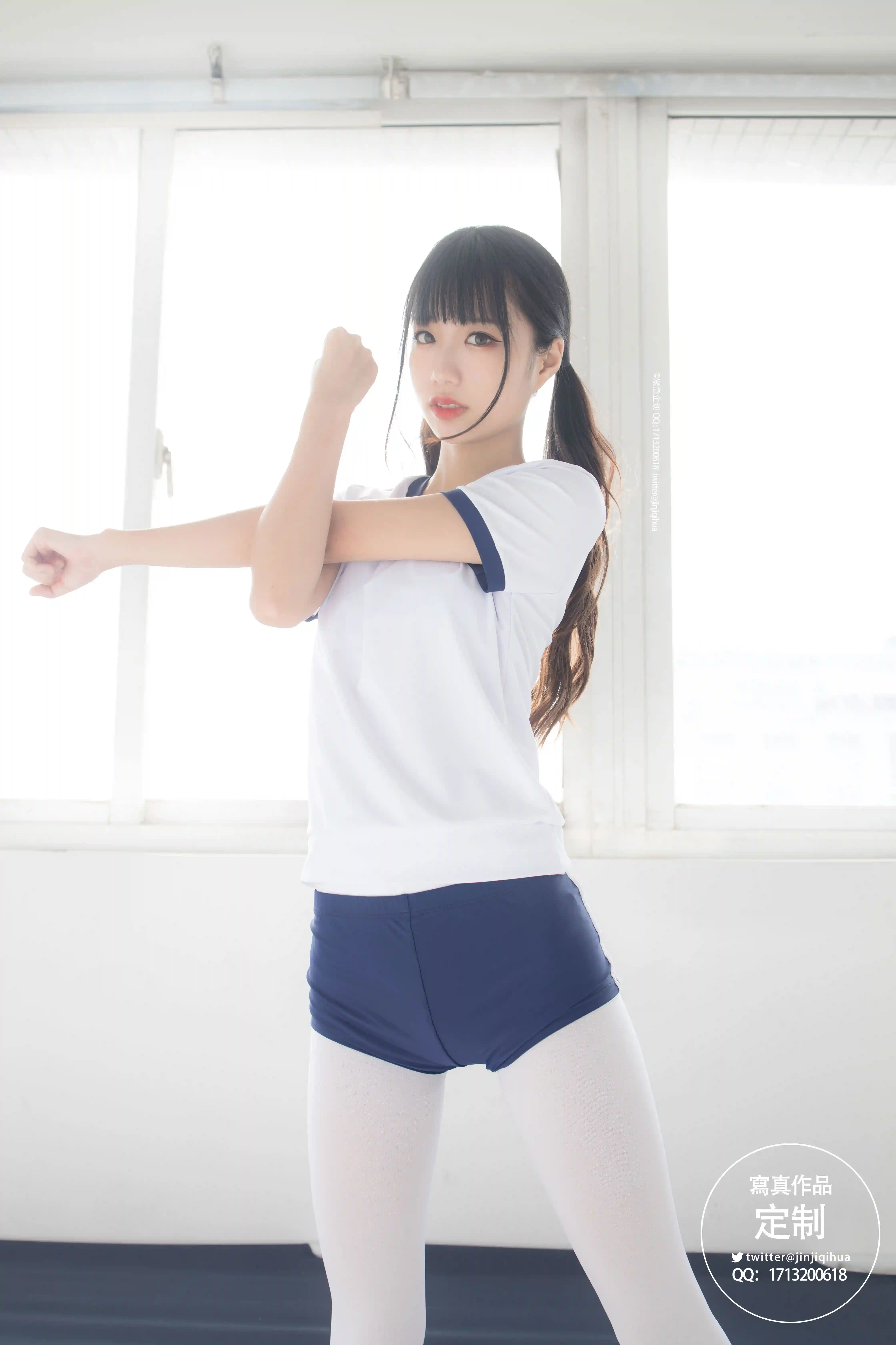 紧急企划 VOL.004 [69P1V-467M] 一只喵喵梓一只喵喵梓, 体操服, 双马尾, 可爱, 死库水, 白丝, 紧急企划, 美腿, 美足, 蕾丝