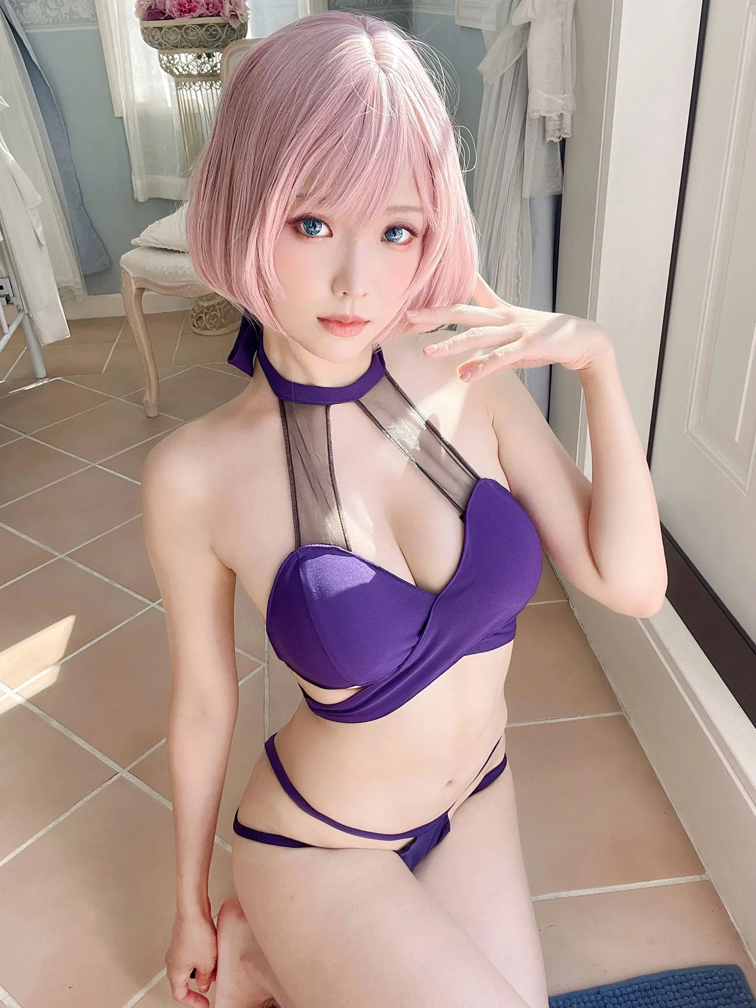 ElyEE子-粉发少女紫色泳装限定[36P]