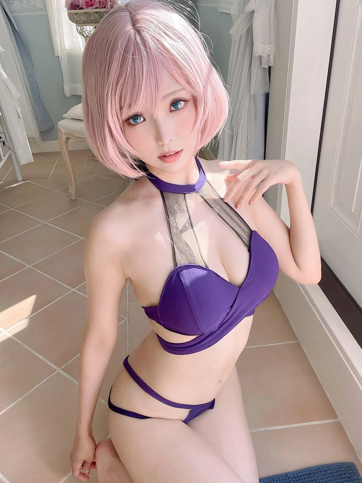 ElyEE子-粉发少女紫色泳装限定[36P]